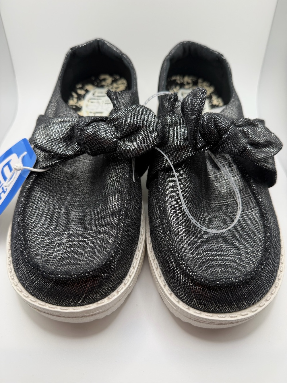 Hey Dude Black Shimmer Bow Slip-On Athletic Shoes